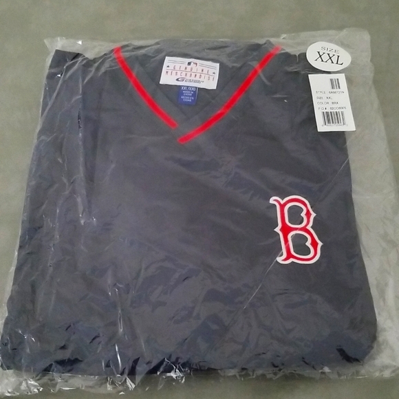 ⚾️🧢BOSTON RED SOX V-NECK WARM UP PULLOVER SHIRT JACKET ⚾️🧢 - Picture 1 of 9